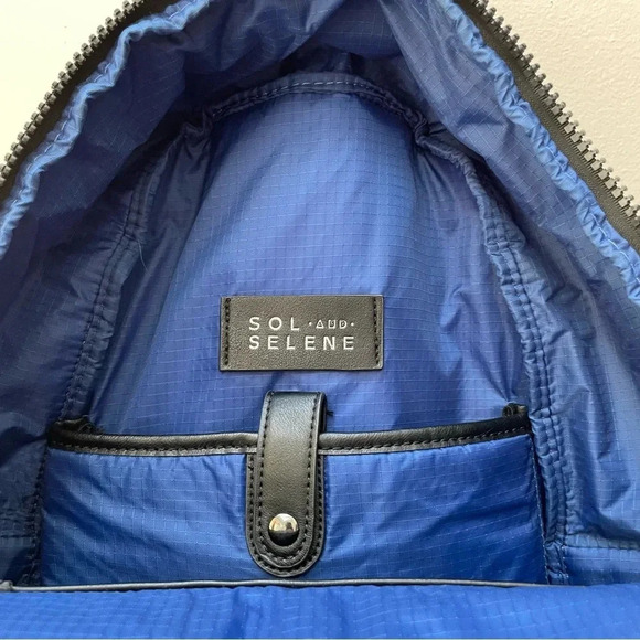 Sol and Selene Small Dark Navy Blue Camo Print Zip Around Backpack - Picture 7 of 12